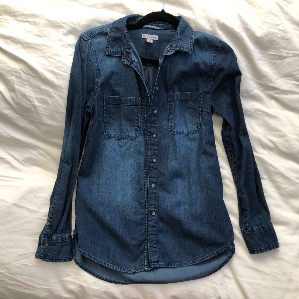 Dark Wash Denim Button Down